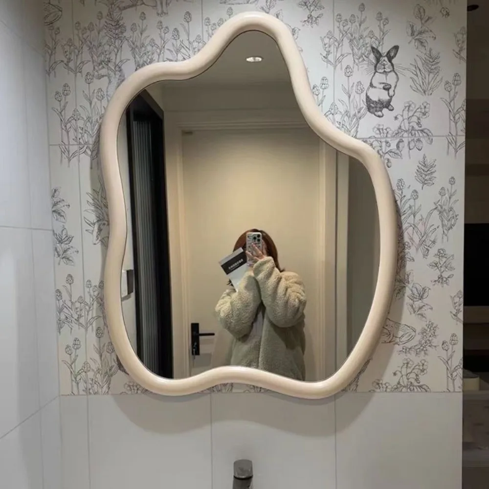 Nordic Wall Hanging Bathroom Mirror Irregular Cream-style Bedroom Dressing Decorative Mirrors Modern Bathroom Products