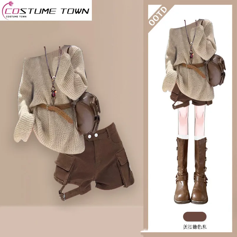 

Fashion Women's Set Spring and Autumn Korean Style Knitted Sweater Top+denim Shorts Elegant Women's Two-piece Set