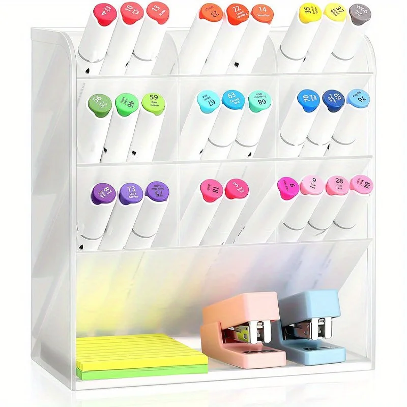 1PC 13Grids Pen Holder Storage Rack, Pencil Markers Organizers Stationery Pencil Crayon Accessories Office School Desk Desktop