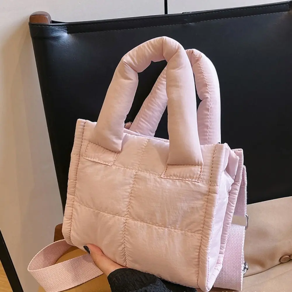 

Korean Style Down Cotton Shoulder Bag Large Capacity Lightweight Puffy Crossbody Bag Solid Color Space Cotton Nylon Handbag