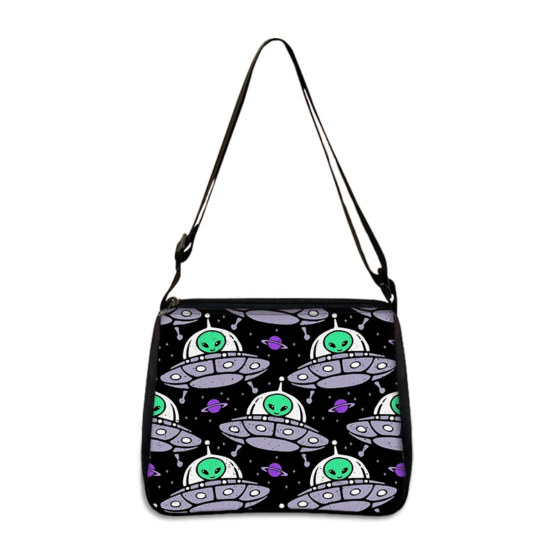 Alien L Want To Believe Pattern Shoulder Bag Women Handbags for Travel Ufo Logo Phone Purse Holder Harajuku Shopper Bags Gift