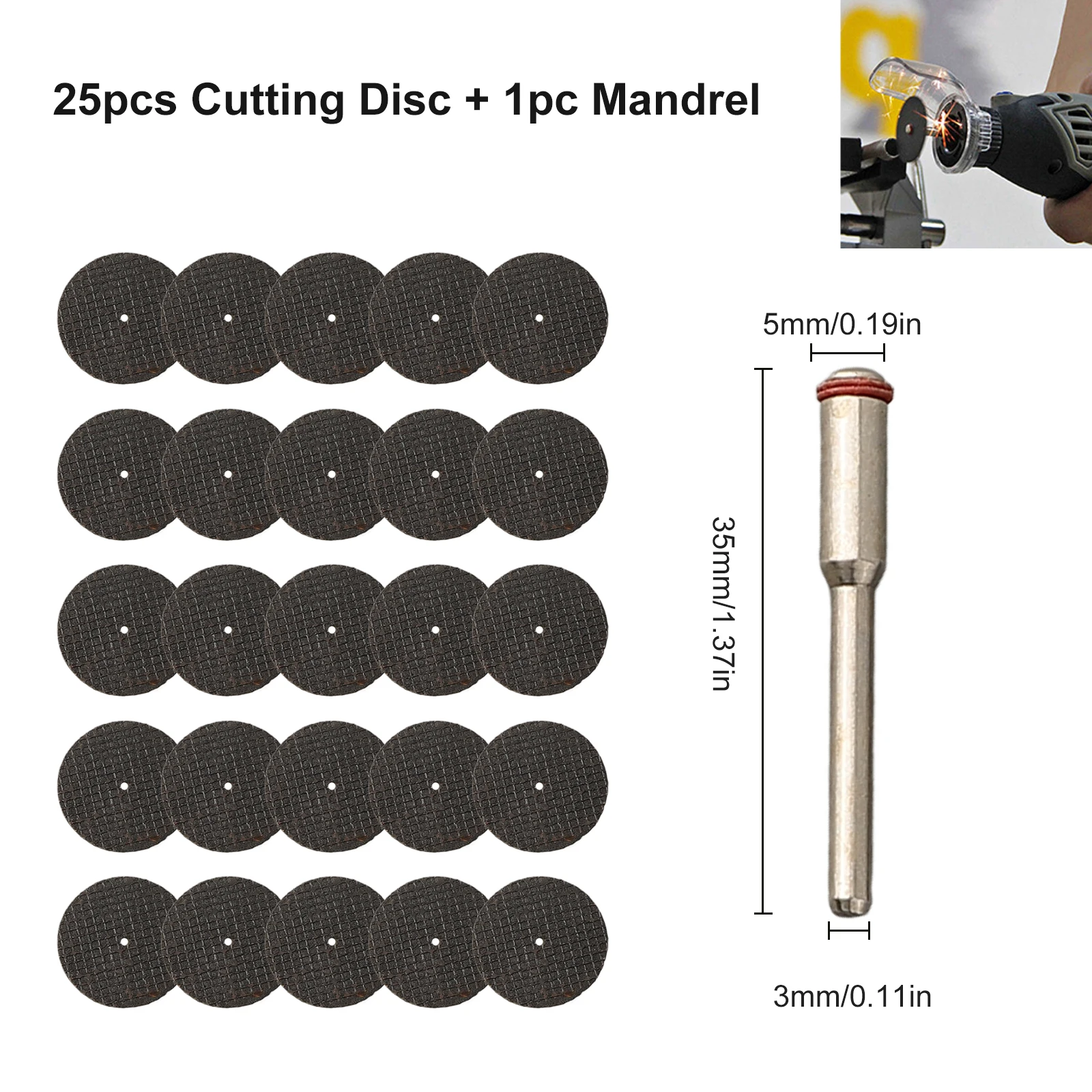 26pcs 1/8inch Mandrel Fiberglass Reinforced Cut Off Wheel Rotary Discs Saw Cutting Rotary Tool Saw Blade For Angle Grinder