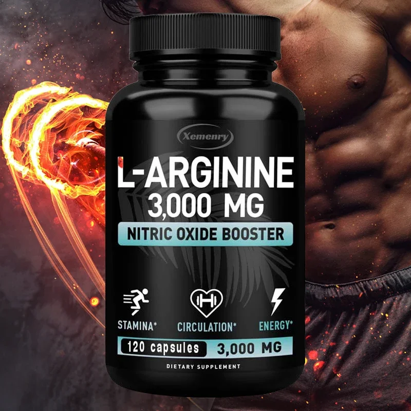 

L-Arginine Capsules - Improves Blood Circulation, Energy, Immune System, Endurance and Performance