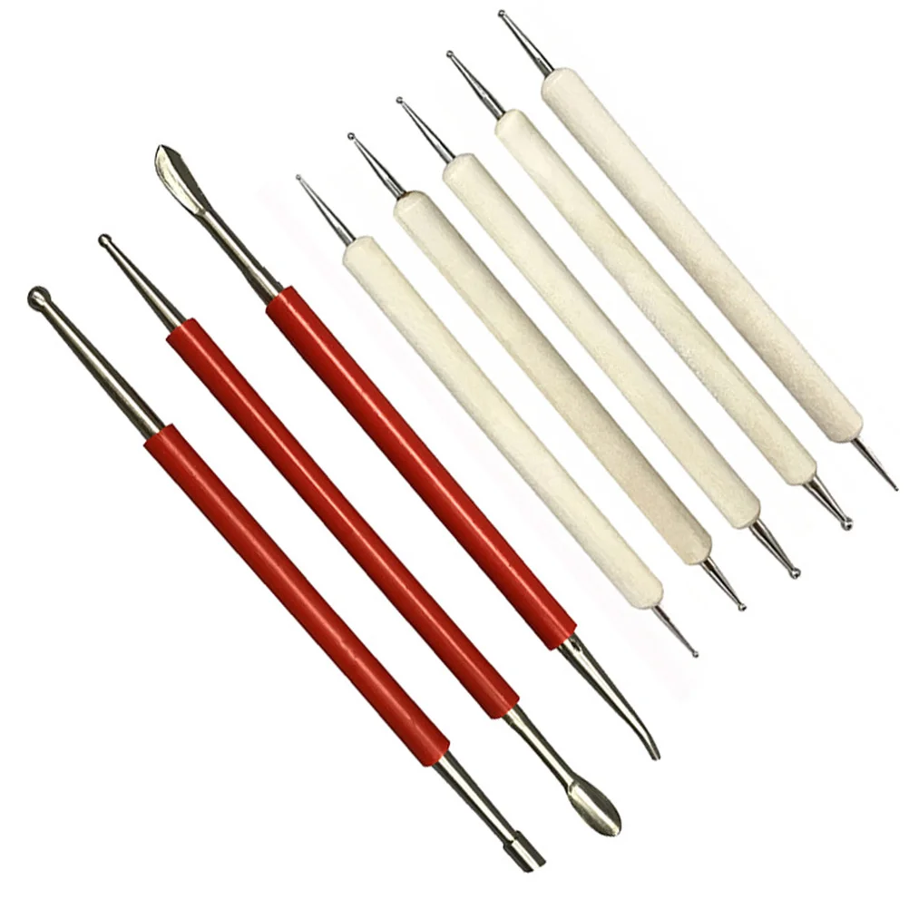 

8pcs Wooden Polymer Clay Pottery Ball Stylus Carving Tools For Sculpting Modeling Large Dots Smooth Lines Craft Projects