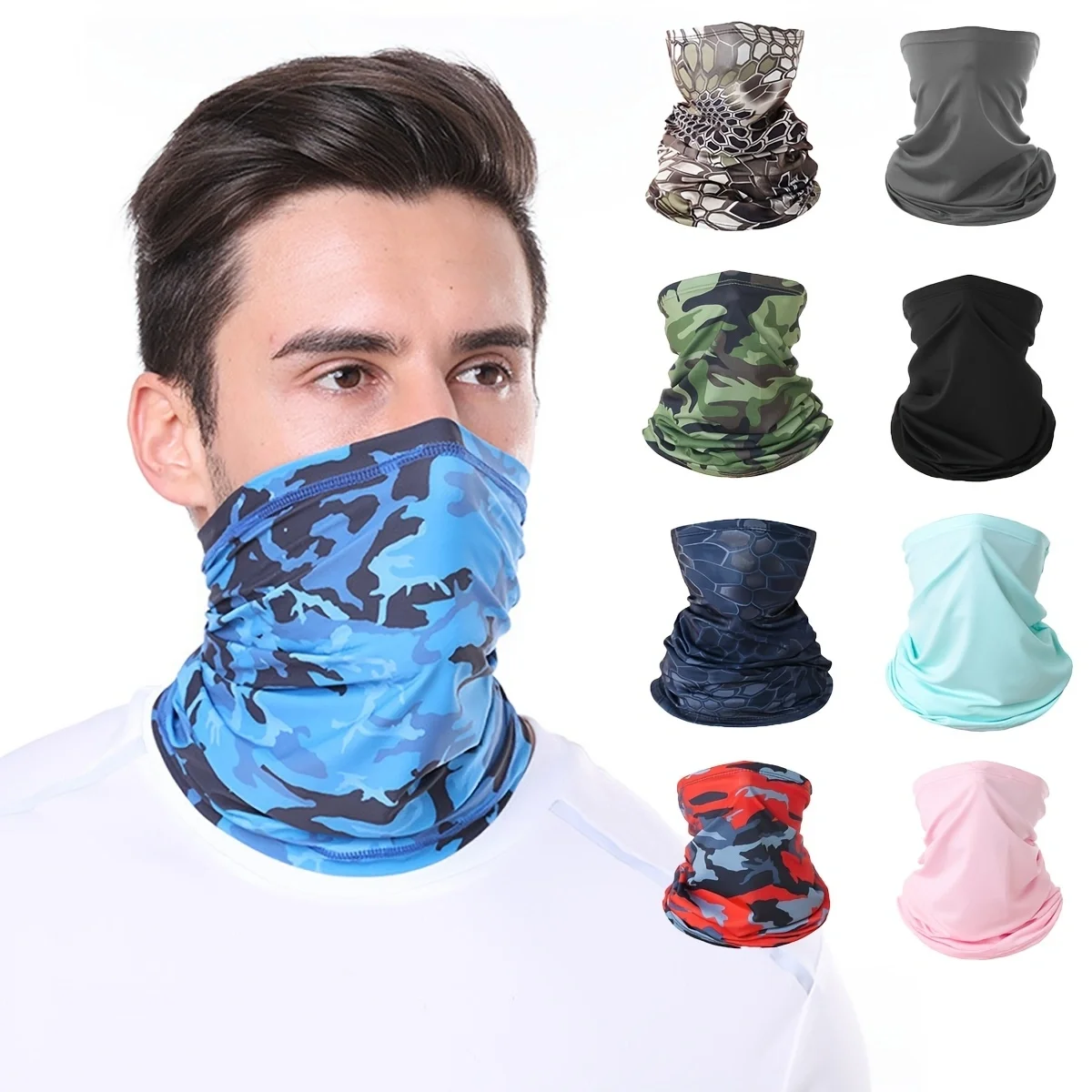 Ice Silk Sun Protection Face Mask Sports Motorcycle Neck Cover Cycling Fishing Hiking Summer Outdoor Bandana Scarf Neck Cover