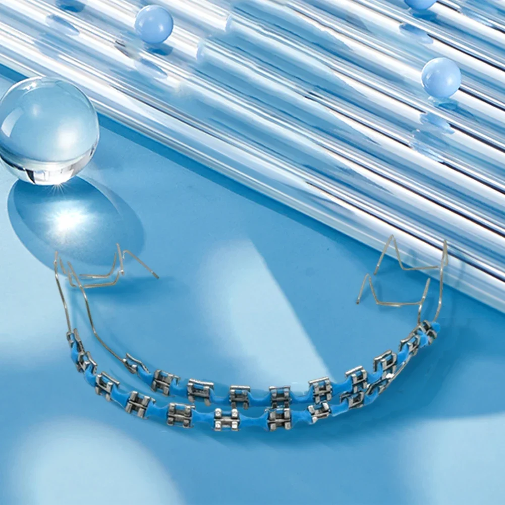 1 زوج الأقواس الموضة مع صندوق الملونة الأسنان الديكور مع الأسلاك المعدنية كتيفة معدنية العلاقات الأوعية الدموية تقويم الأسنان #3