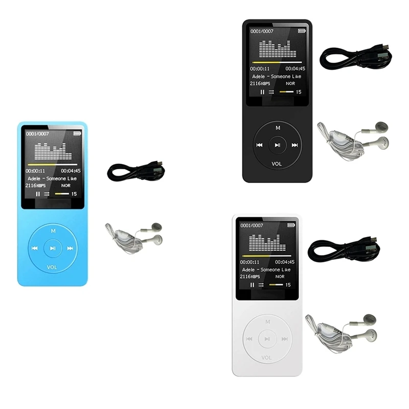 MP3-Player, USB-Aufladung, Aufnahme, digitaler Bildschirm, Aufnahmegerät, Medien, tragbar, Laufen, Gehen, Musik, Spielen, Weiß