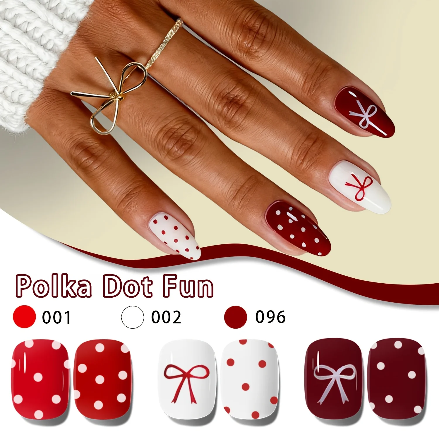 ชุดเจลทาเล็บ 3 ชิ้น, 0.51 ออนซ์ต่อขวด, คอลเลกชันลายจุด, ชุดทำเล็บเจลแบบถอดออกได้, เล็บแฟชั่น DIY, เล็บทันสมัย