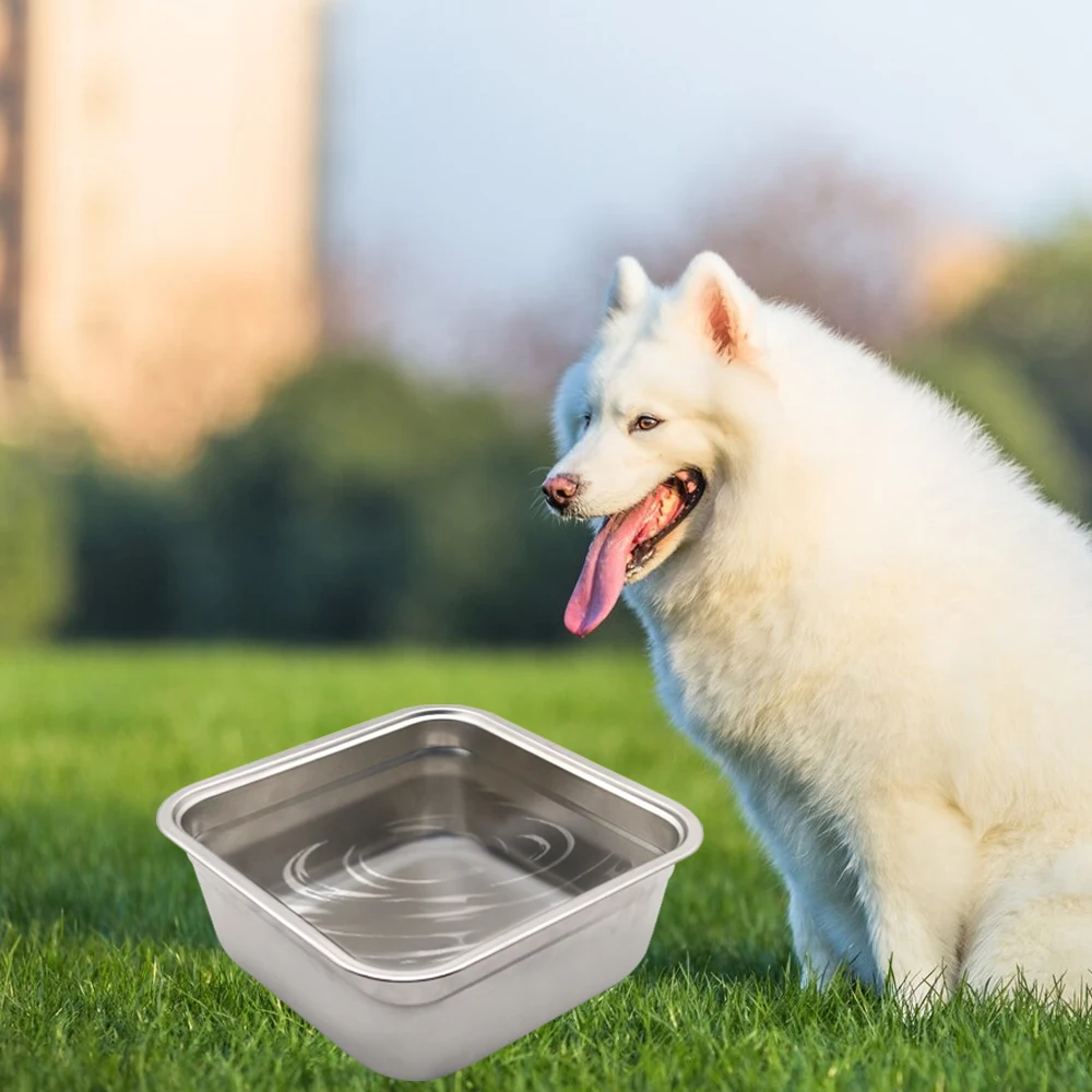 Mangkuk Multifungsi Stainless Steel untuk Mencuci Sayuran, Keranjang Tirisan Buah, Wadah Penyimpanan, Mangkuk Persegi, Tempat Makan Anjing