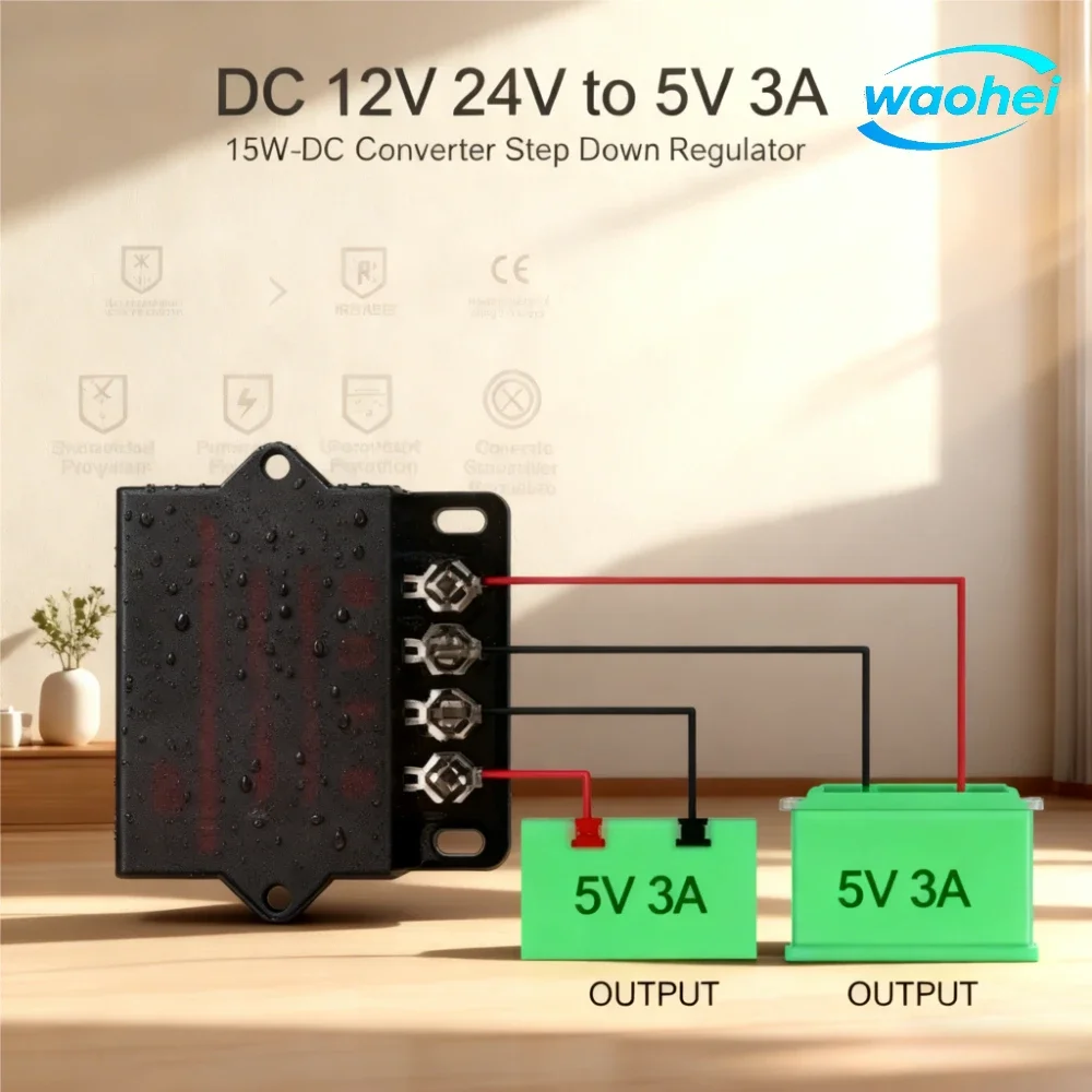 

12V 24V to 5V 3A 5A 10A 15ADC DC Step Down Buck Converter Voltage Reducer Regulator Power Supply Volt Transformer Module CE ROHS