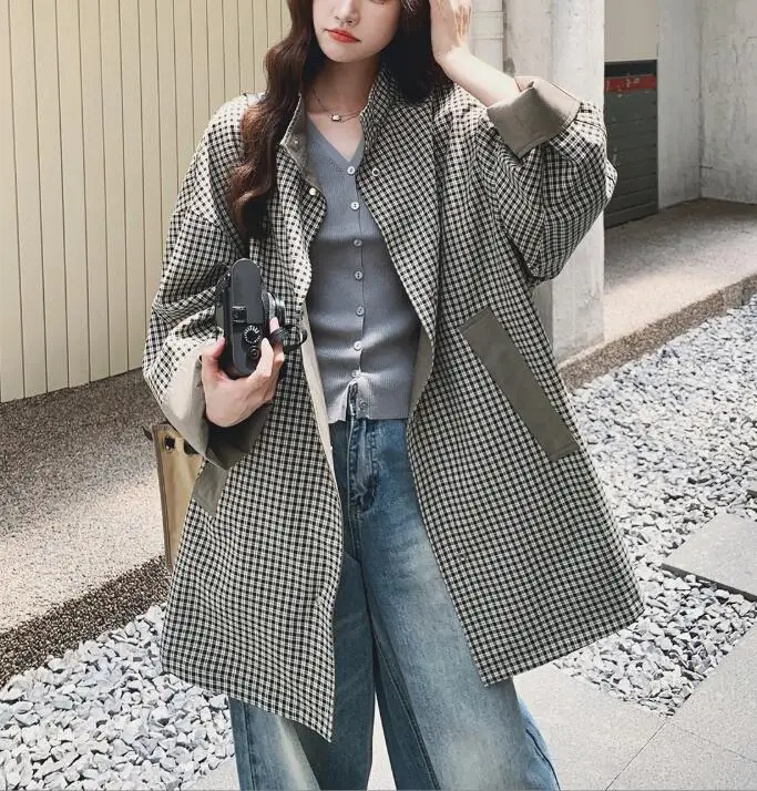 SuperAen 2025 春と秋の新作シンプルな女性の 1 ボタン中長ブレザー ジャケット