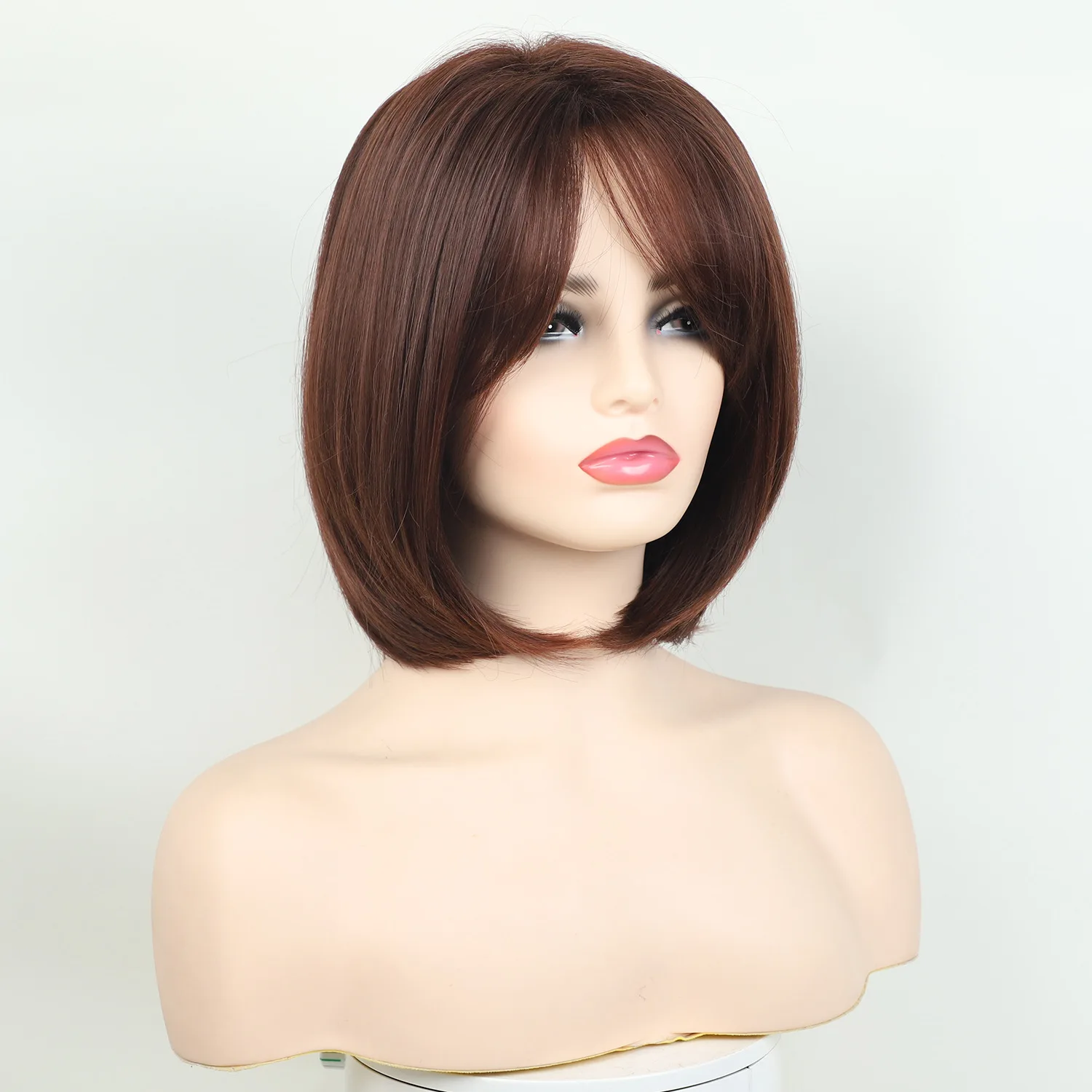 Perruques européennes et américaines pour femmes, cheveux courts et lisses, tête Bobo, frange obturée, couvre-chef en fibre chimique