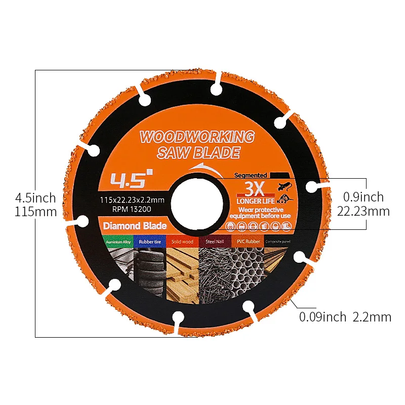 3/1pcs 115*22MM diamond saw blade for woodworking solid wood steel nail PVC hard aluminum alloy angle grinder electric saw blade