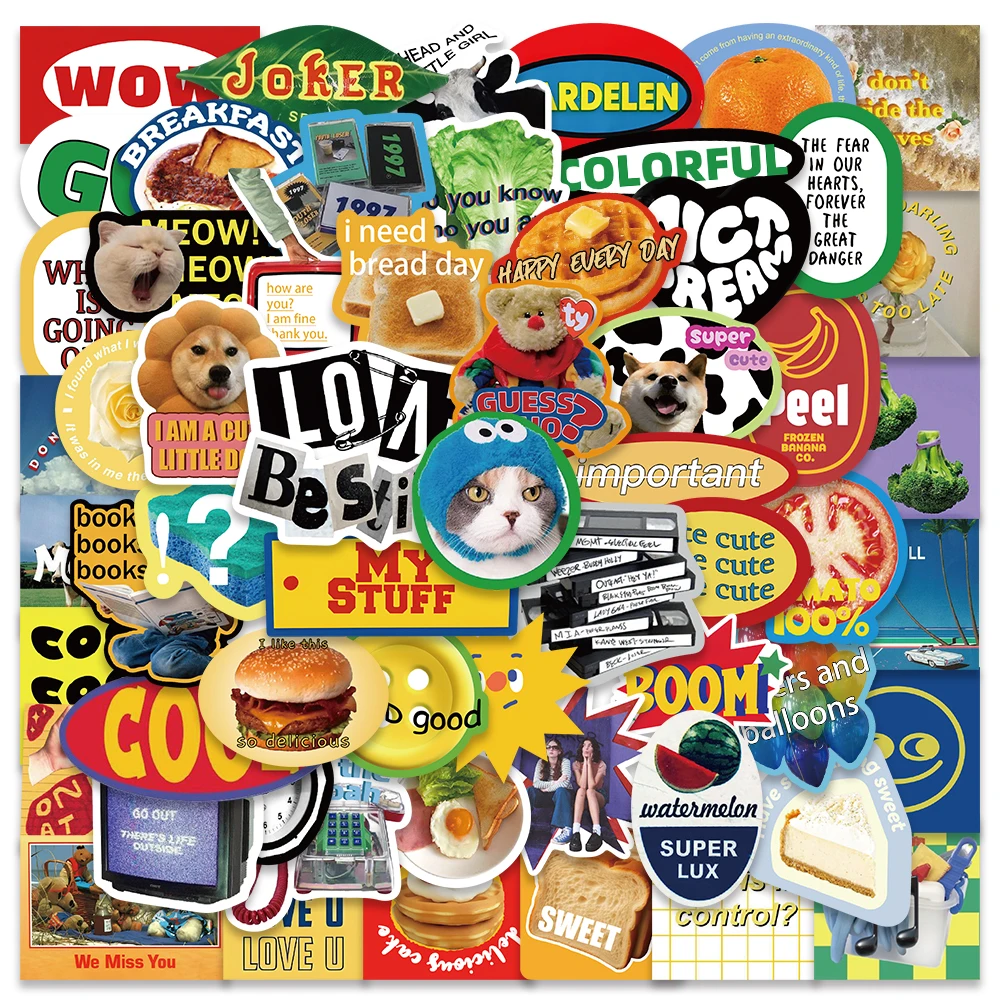 

60pcs Cartoon Fashion Sticker Creative Funny Decal For Phone Case Luggage Laptop Envelope Label DIY Decal Sticker Student Reward