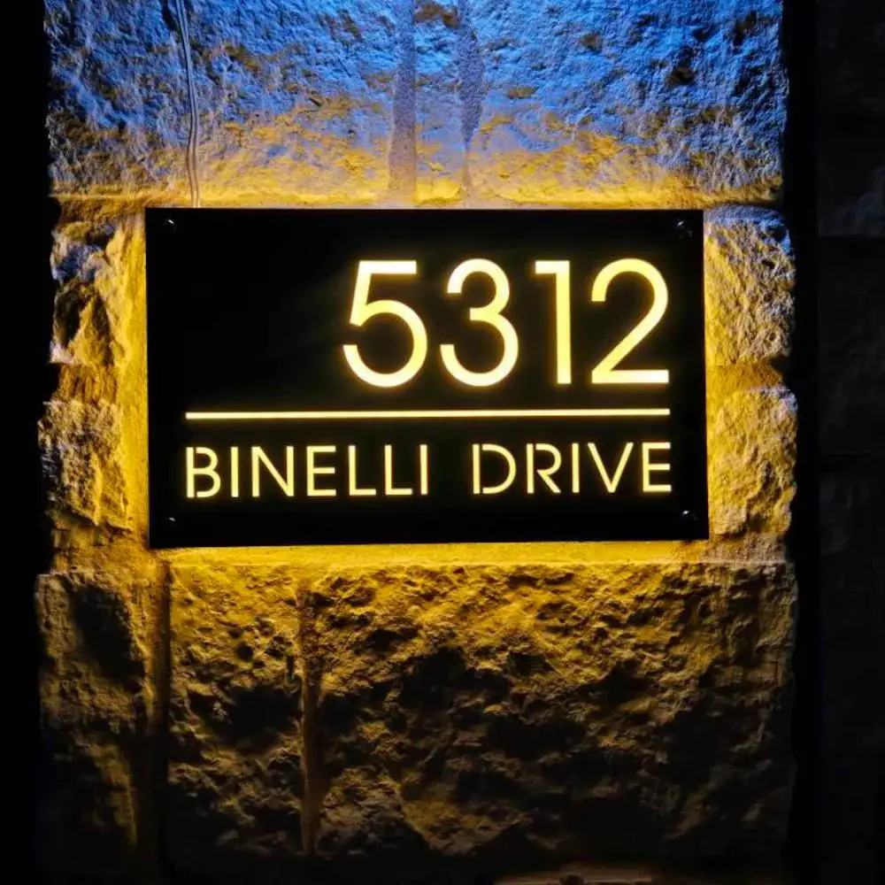 Personalized LED House Number Sign Outdoor Address Plaque, Custom Number Plate Waterproof Wall Mounted Home Entrance Decoration