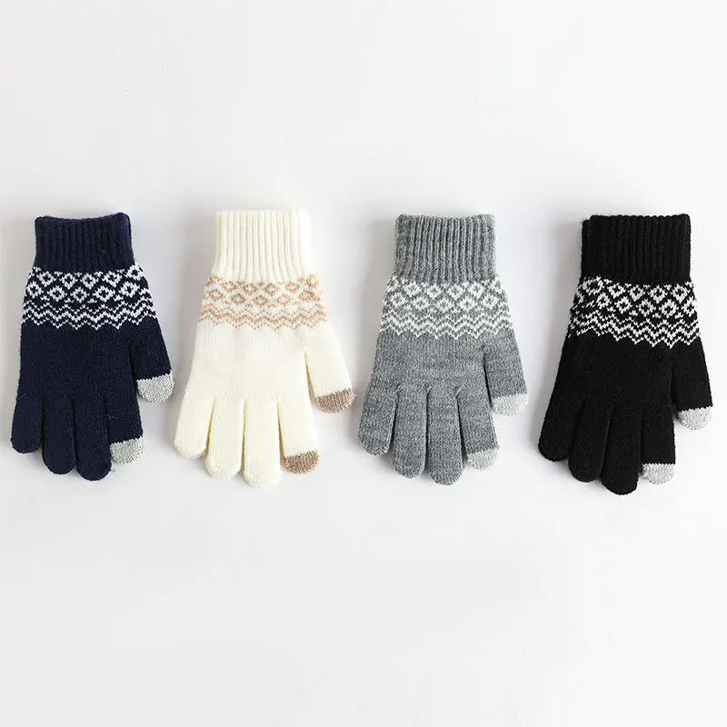 

Touchscreen Knitted Gloves Winter Warm Women's Fingerless Fleece Lined Anti-cold Tassel Fluffy Gloves Korean Versatile