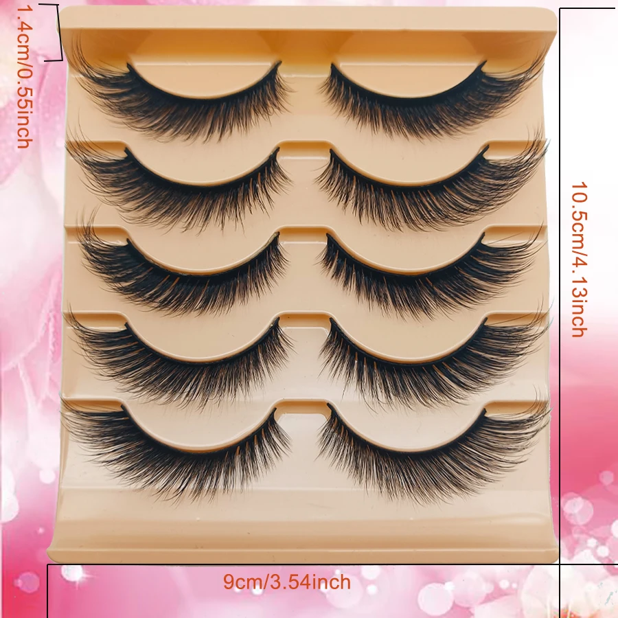 5 paia di ciglia mango, aspetto naturale, ciglia artificiali 8D ad ala d'angelo, ciglia a strisce estese, ciglia finte