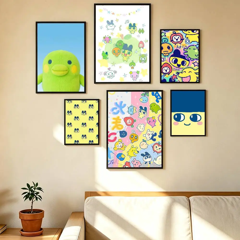 Cute Tamagotchi Kuchipatchi Poster Waterproof Wall Art Sticker For Bar Living Room Vintage Decor High Quality Print Gift