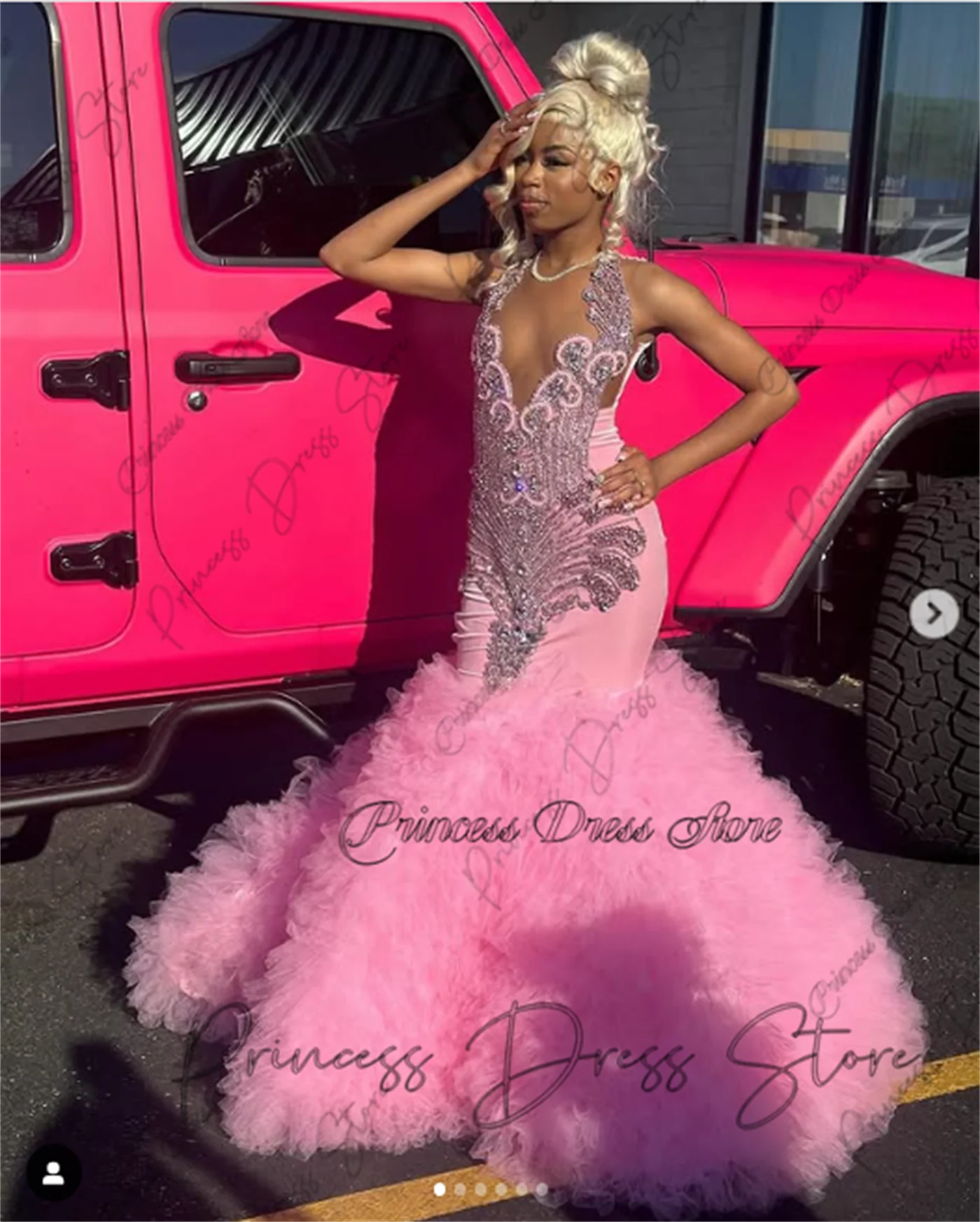 Luxury Glitter Beaded Long Formal Mermaid Prom Dresses 2025 For Black Girl Rhinestones Ruffles Evening Dresses Customized