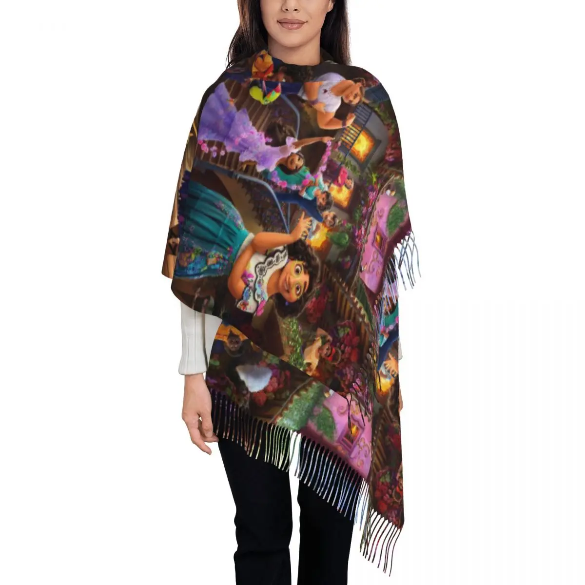 Custom Printed Encanto Theme Scarf Men Women Winter Fall Warm Scarves Shawl Wrap