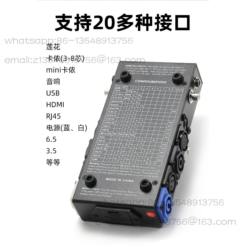 CT-20 Multifunctional Audio Data Signal Tester XLR Network On/Off Detection Connection Line Tester