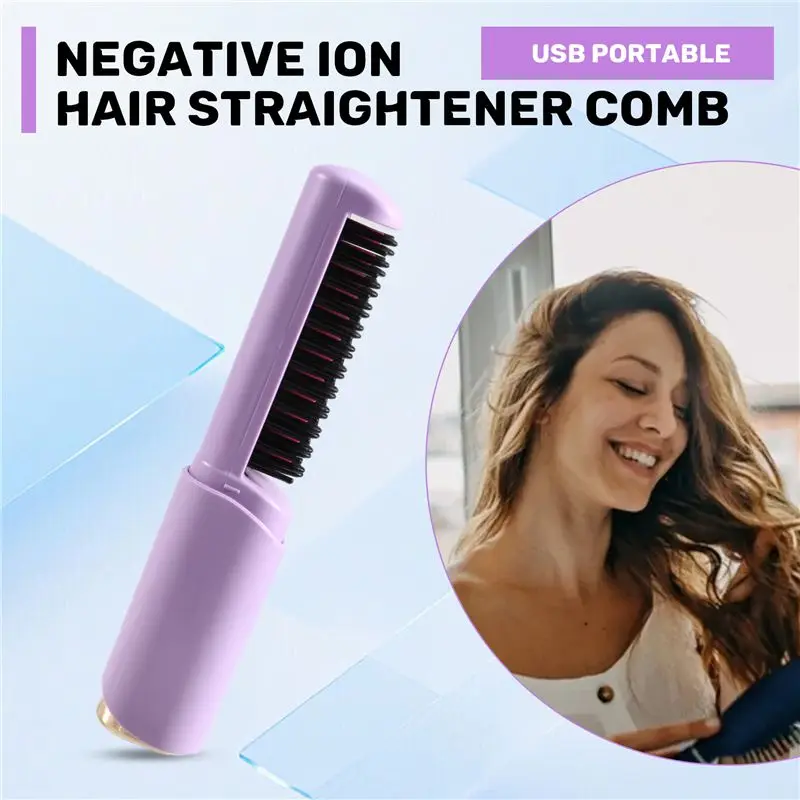 FZFZ Negative Hair Straightener Comb Portable Straightening Brush Portable Straightening Brush