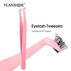 Hot Selling Individual Premium Stainless Steel Material Lashes Makeup Tools Pink Color High Precision DIY Lash Tweezers in Stock