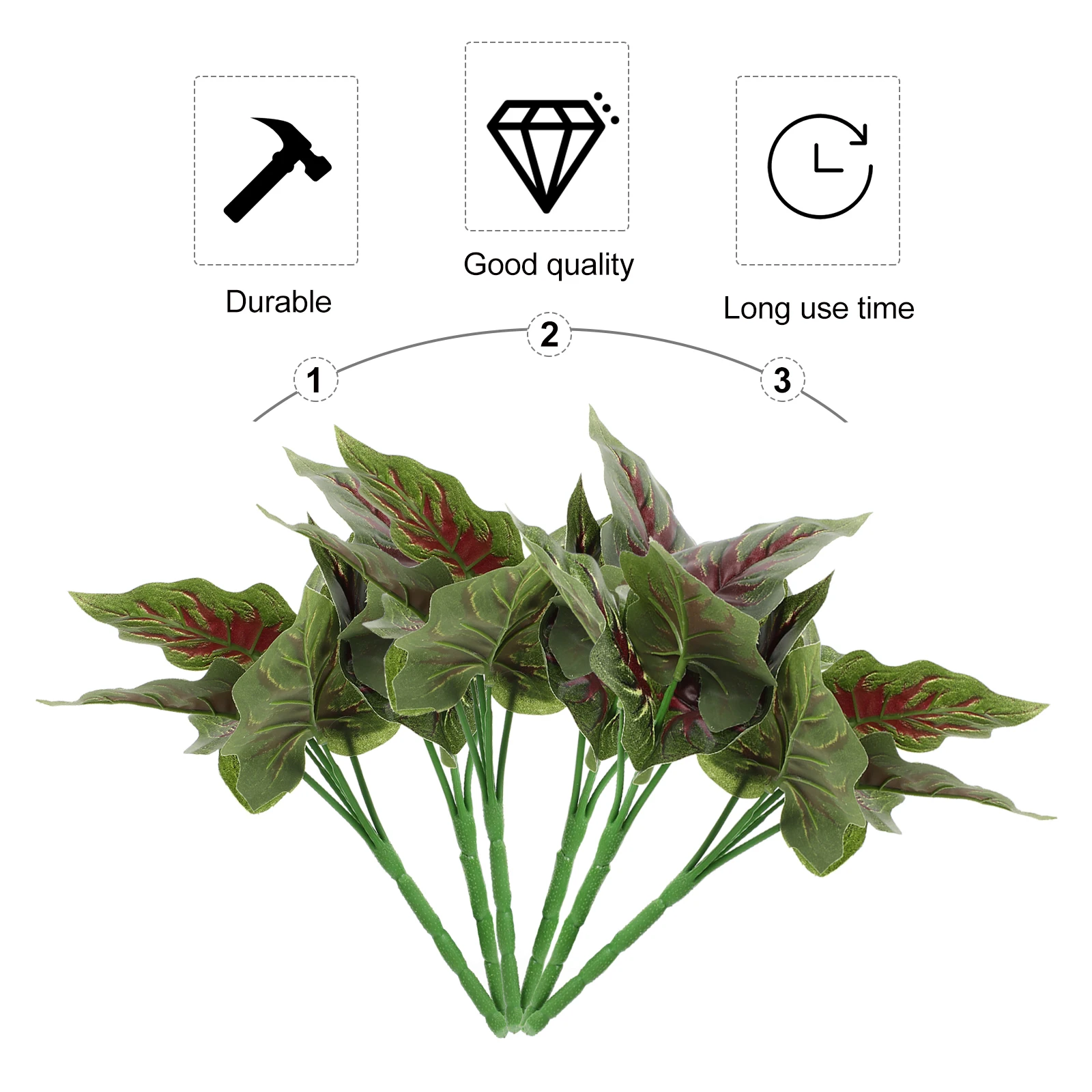 

6pcs Simulation Green Plant Red Heart Taro Artificial Leaves Decor For Home Office Desk Holiday Banquet Desktop Decoration