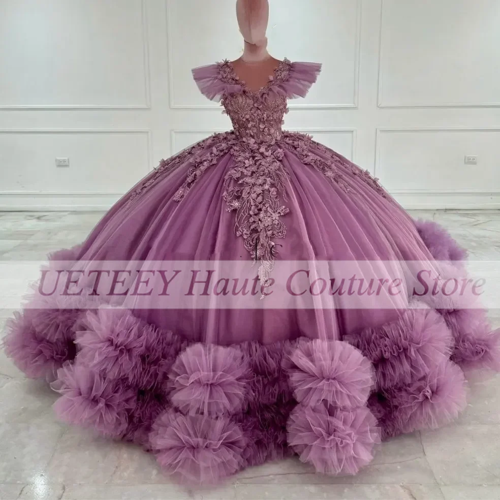 Luxury Purple Quinceanera Dresses Beading Appliques Princess Ball Gonws Birthday Party Dress Customized Made