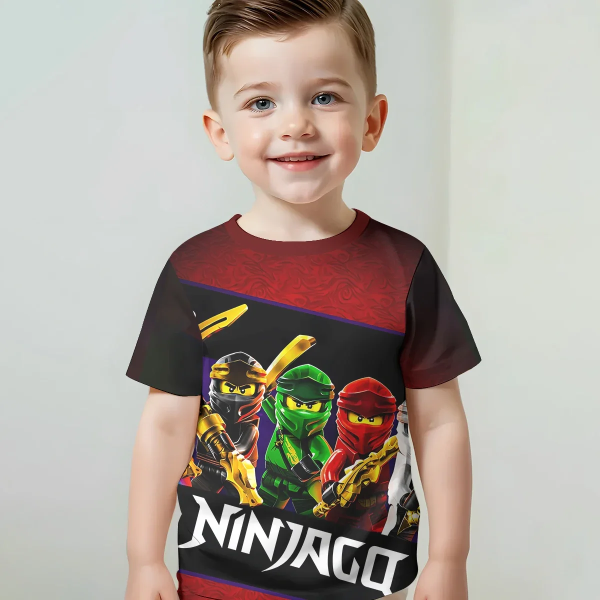 Ropa estampada para bebé de 5 a 14 años, ropa masculina para exteriores para juego de dibujos animados, camiseta para niño y niña, camisetas superiores-n-ninjagos