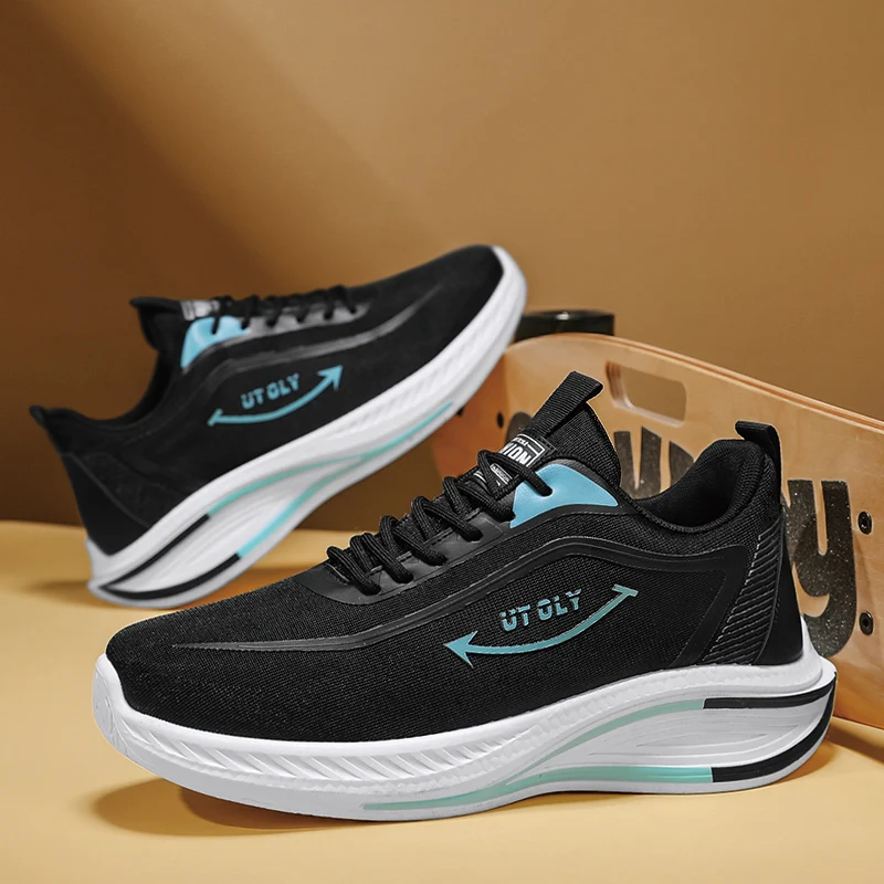 

Мужские кроссовки, новые модные амортизирующие кроссовки с дышащей сеткой, легкие мужские кроссовки на плоской подошве со шнуровкой