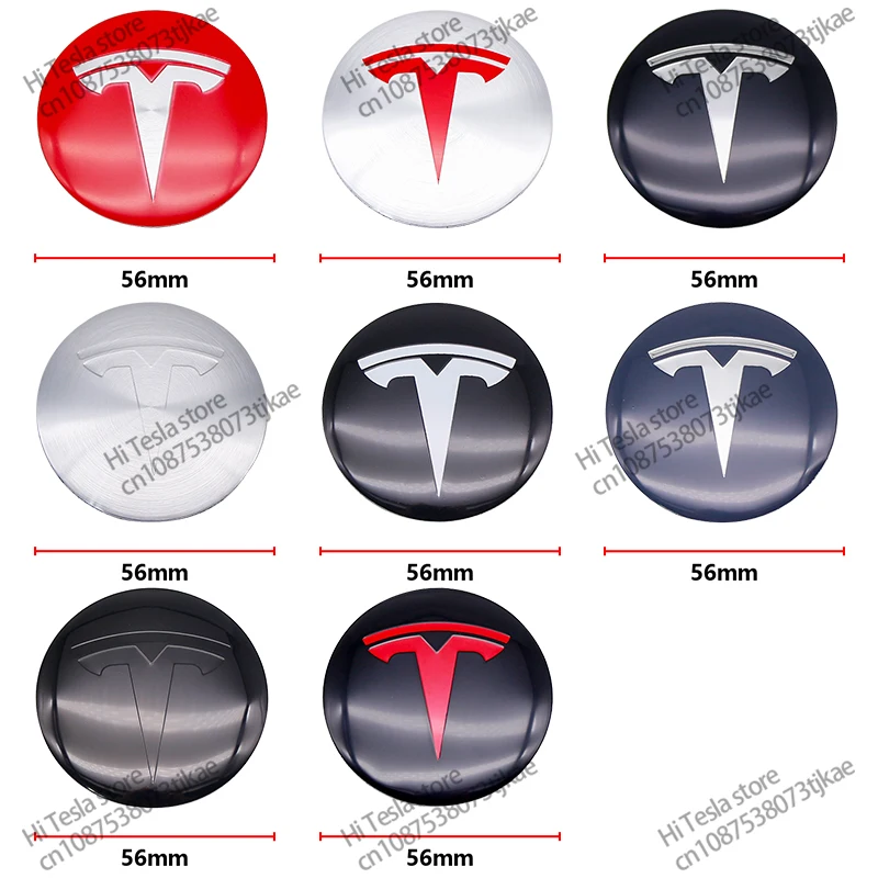 4 PCS 56mm Tesla Hub Cap Center Cap Logo High Quality Sticker for Tesla Model 3 Y S X Personalized Car Sticker Car Styling