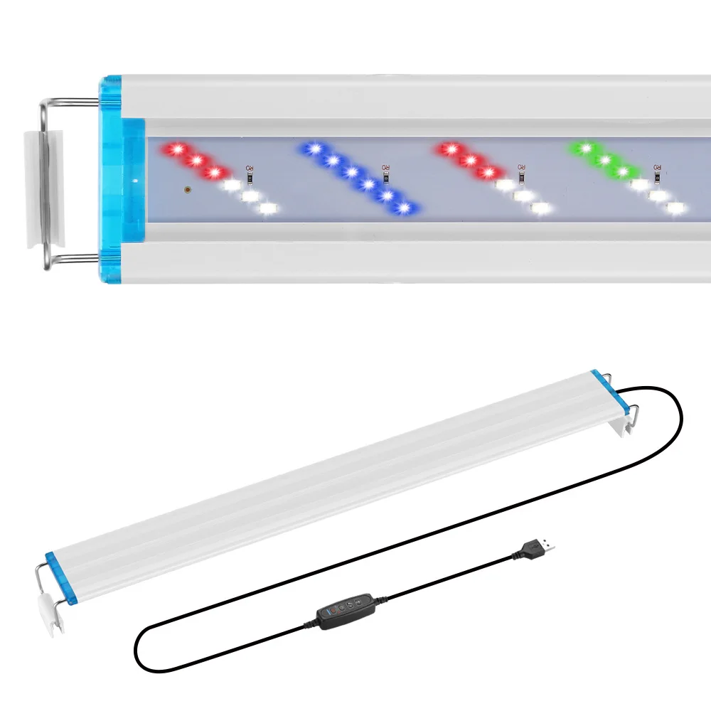 LED Aquarium Light for Plants, Aquarium Lamp with Timer ,3 Color Light Mode ,Adjustable Brightness for 7-28 Inch Freshwater Tank
