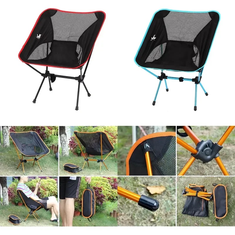 for Ultra Light Foldable Portable Aluminum Fishing Moon Camping Backpack Chair with Tote Bag