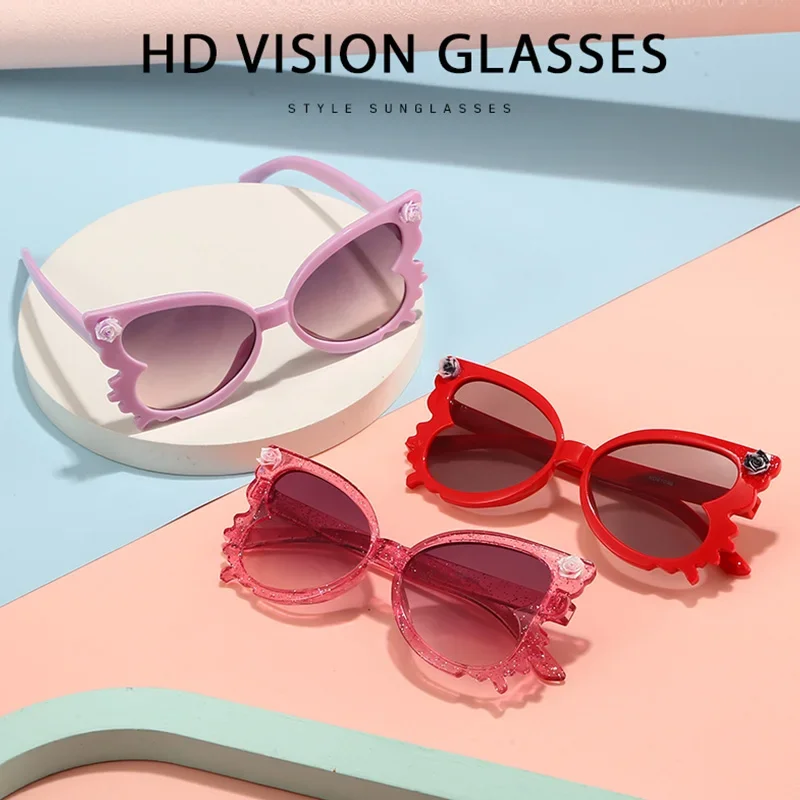 Neue Kinder-Sonnenbrille Künstlerischer Schmetterlings-Design Sonnenbrillen Süße Jungen Mädchen Brillen Niedliche Kinder-Sonnenbrille UV400