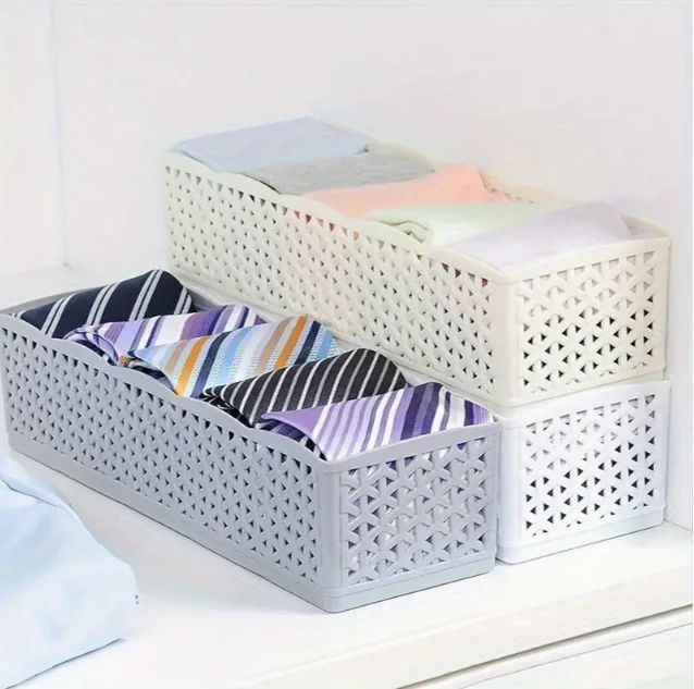 

Multi Grid Hollow Plastic Home Office Storage Box Makeup Organizer Desktop Bathroom Sundries Case Socks Underwear Organizing Box