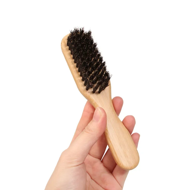 Wood Handle Boar Bristle Cleaning Brush Hairdressing Beard Brush Anti Static Barber Hair Styling Comb Shaving Tools for Men