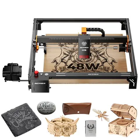 Máquina de Gravação a Laser ACMER S2 PRO com Precisão de 0,01mm, Compatível com Lightburn, Trilho de Eixo Duplo, Ideal para Artesanato DIY e Profissional