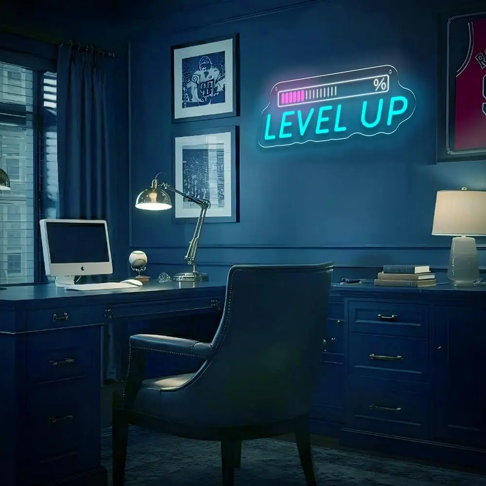 Level Up Neon Sign LED Neon Light USB Dimmable for Gaming Room Party Club Motivational Wall Decor Gamers Gift for Friend