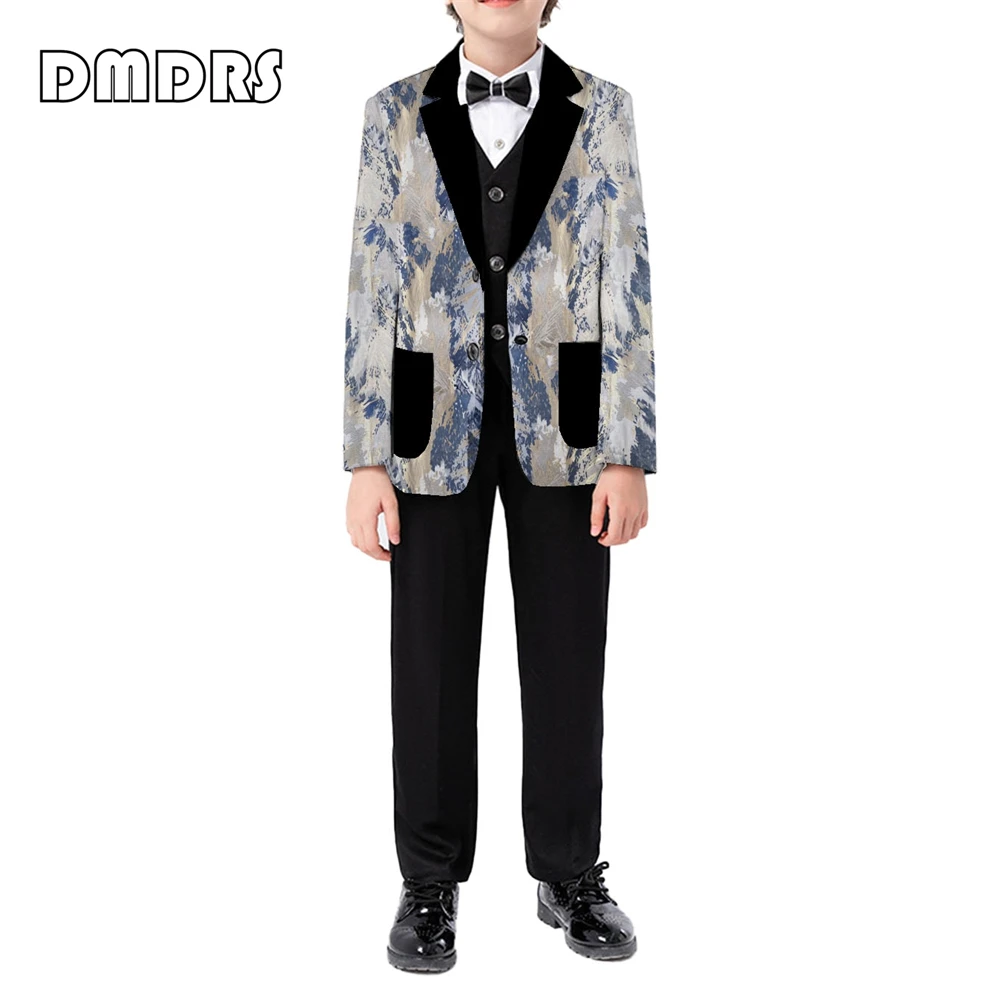 Yeni varış 3 parça renkli erkek takım elbise Set ince uydurma erkekler için resmi takım elbiseler Dresswear smokin Blazer yelek pantolon kıyafet