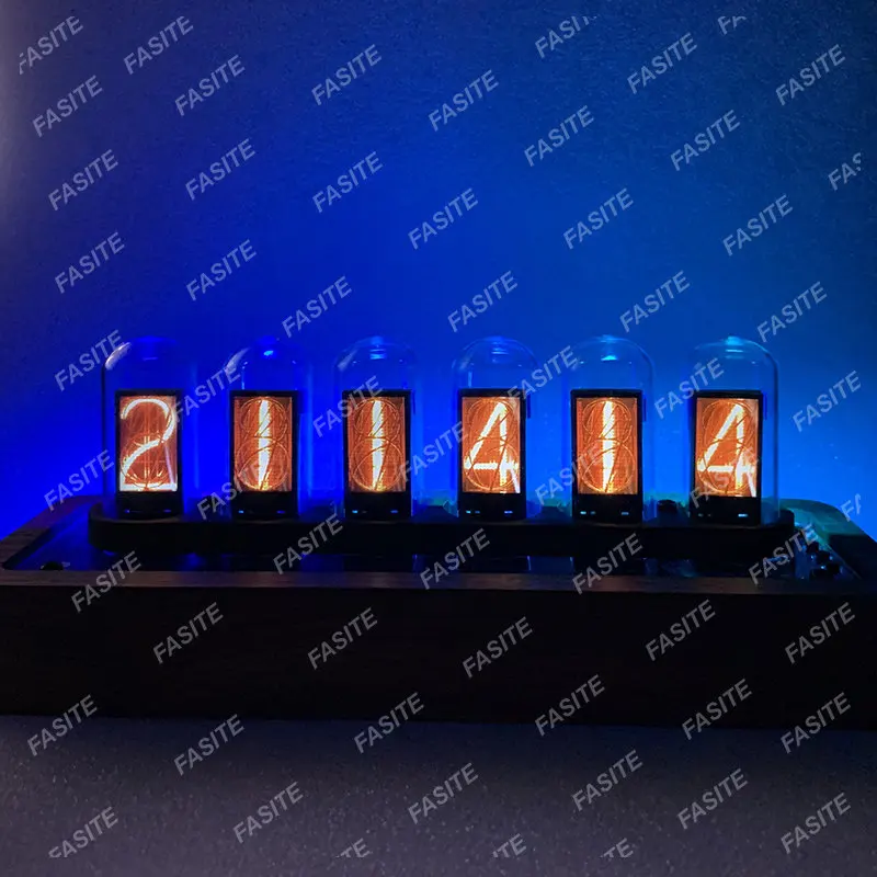 IPS Nixie Tube RGB Digital Led Glow Tube Clock Wood Luxury Creative Electronic Desktop Clocks Vacuum-tube Watches Ornaments Gift