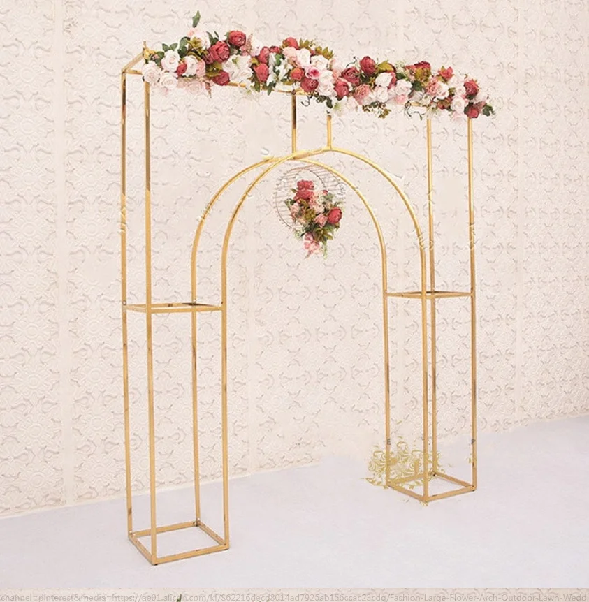 

Fashion Large Flower Arch Outdoor Lawn Wedding Welcome Billboard Banner Door Frame Floral Arrangement Shelf Baptism Balloon Rack