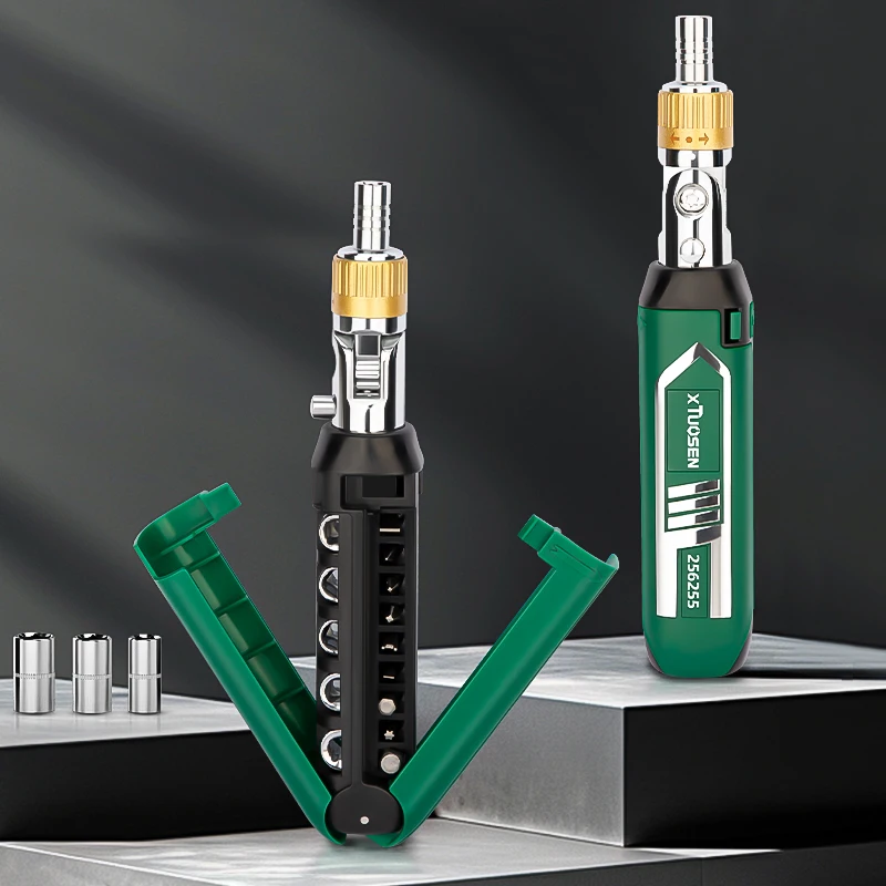 Portable Ratchet Screwdriver Set, High Torque Slotted Screwhead Kit for Home DIY & Industrial Repair