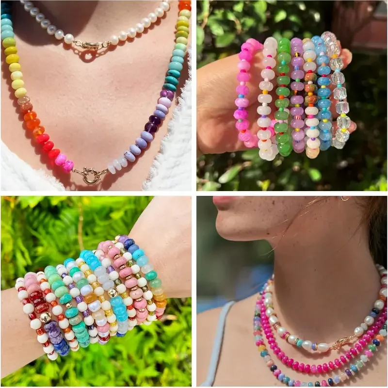 4x6mm Natürliche Abacus Rondelle Jade Quarz Perlen Stein Flache Runde DIY Charms Armbänder Lose Perlen Für Schmuck Machen liefert – Detail 13