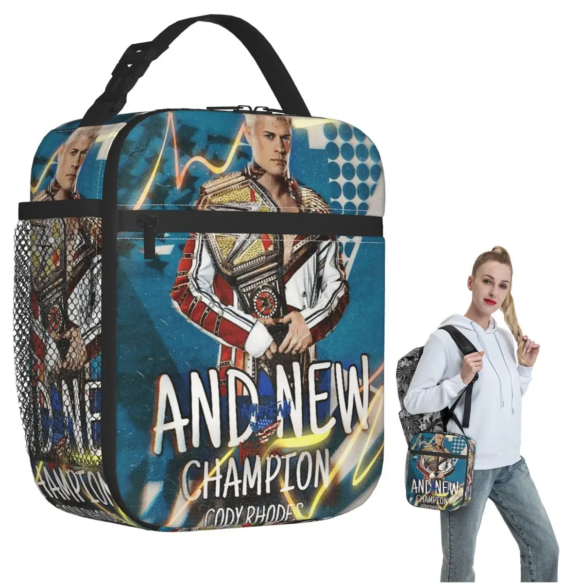 

Изолированная сумка для обеда In The Ring Cody Rhodes American Nightmare для женщин и детей, портативные контейнеры для еды, термосумка для обеда