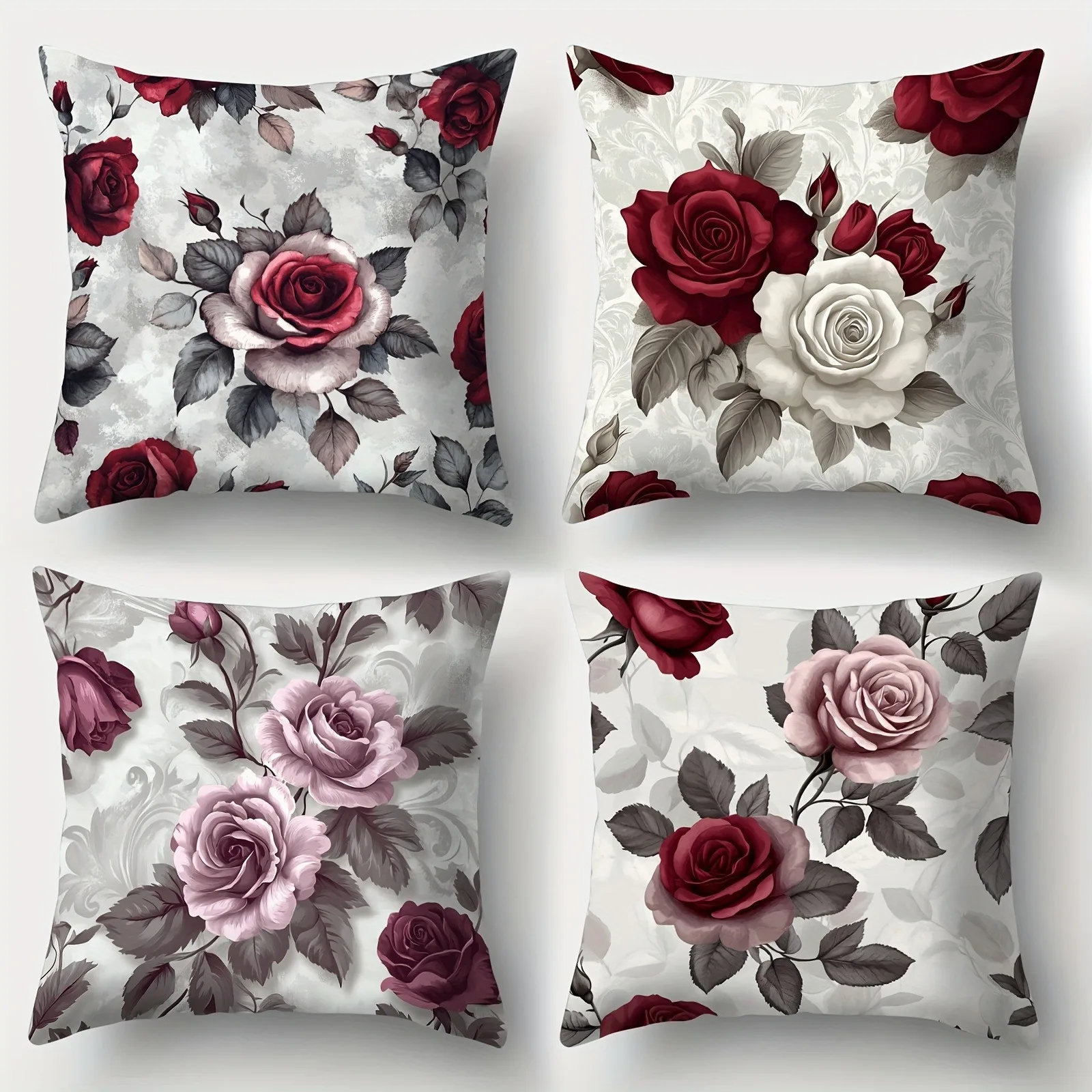 

Винтажные наволочки с красной и розовой розой: классические наволочки для домашнего декора