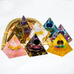 Piramide di Orgone da 5 cm/2 pollici La Piramide dello zodiaco Chakra Energia Guarigione Piramide di cristallo per la salute Successo fortunato Decorazioni per la casa Regalo