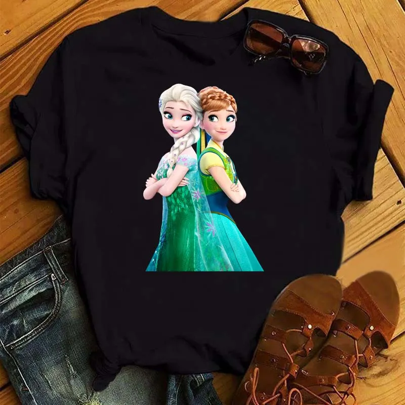 Frozen Anna Princess Women T Shirt Streetwear Summer T-shirt Harajuku Punk T-shirts Tops Tee Hip Hop Loose Female Clotehs Tops