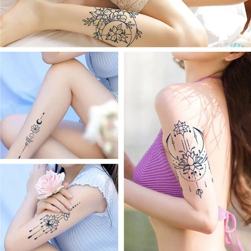 

Suitable For Adults Simulation Geometry Tattoos Gardenia Blue Show Tattoos Sticker Geometric Tattoo Sticker Plant Juice Sticker