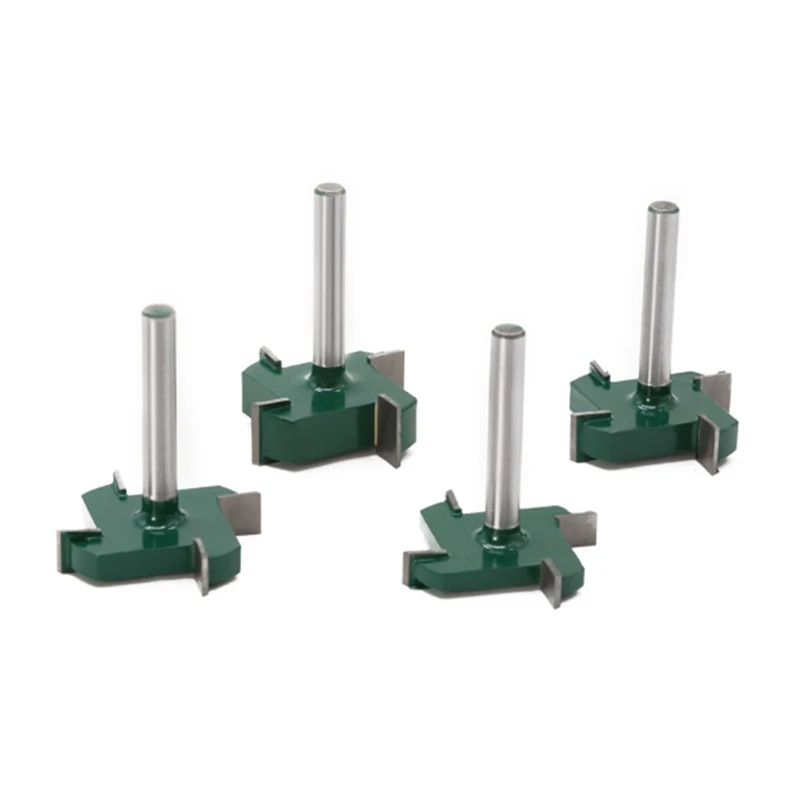 4PCS CNC Spoilboard Surfacing Router Bits 1/4 Inch Slab Carbide Flattening Router Bit Set Rabbet Slot Cutter